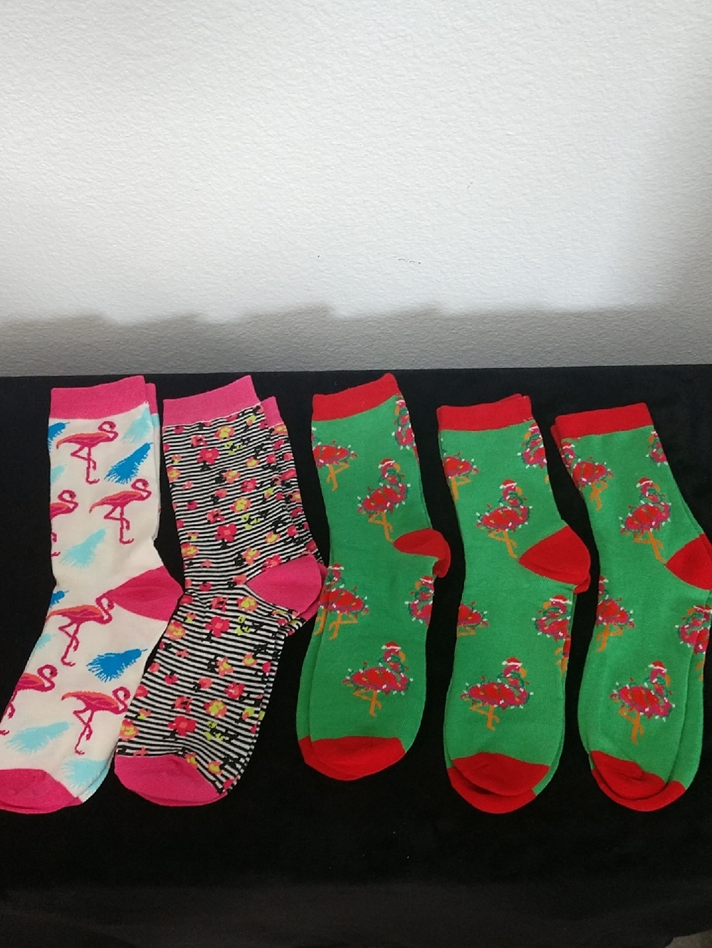 Fun Flamingo Crew Socks - Green & Pink Pack